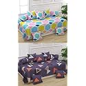 5D Printed Polycotton 8 Piece diwan Set Combo -(2 diwan bedsheet, 10 Cushion Covers, 4 Bolster Covers, Multicolor)