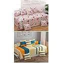 5D Printed Polycotton 8 Piece diwan Set Combo -(2 diwan bedsheet, 10 Cushion Covers, 4 Bolster Covers, Multicolor)