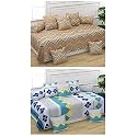 MANIQATEX 5D Printed Polycotton 8 Piece diwan Set Combo -(2 diwan bedsheet, 10 Cushion Covers, 4 Bolster Covers, Multicolor)