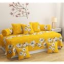 MANIQATEX Diwan Set 8 Pieces Cotton Printed Standard Diwan Set (1 Single Bedsheet, 2 Bolster Covers, 5 Cushion Covers) (Multi Colour 3)