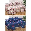 Polycotton 5D Printed 8 Piece Diwan Set Combo - Multicolour (2 Diwan Bedsheet- 225 cm x 150 cm, 10 Cushion Covers - 40 cm x 40 cm , 4 Bolster Covers - 41 cm x 81 cm)