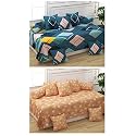MANIQATEX Polycotton 5D Printed Diwan Set - (2 Diwan Bedsheet, 10 Cushion Covers, 4 Bolster Covers) - Multicolor, Medium - 8 Piece