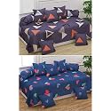Polycotton 5D Printed Diwan Set - (2 Diwan Bedsheet, 10 Cushion Covers, 4 Bolster Covers) - Multicolor, Medium - 8 Piece