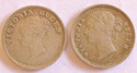 MANMAI COINS A PAIR OF 1841 SILVER 2 As - DIVIDED & CONTINUOUS LEGEND - EAST INDIA COMPANAY EIC - QUEEN VICTORIA Medieval Coin Collection (2 Coins)
