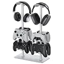 MANMUVIMO Headset Controller Stand for 2 Headset and 8 Controller, Headphone Stand Gaming Controller Holder for PS5 Xbox Airpods Beats Bose, Gaming Room Accessories, Gamer Gifts for Men (White)
