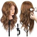 Mannequin Head with 100% Human Hair,18" Brown Real Hair