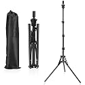 Mannequin Head Stand, Adjustable Wig Stand, Reinforced Metal Mannequin Head Stand for Cosmetology Hairdressing Training, Black