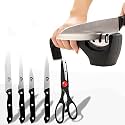 MANOGYAM Combo of Knife Sharpener &amp; Knfe-Scissor Set | Knife Set | Kitchen Scissor | Knife Sharpener | Kitchen Blade Sharpening Tool | Knife Sharpening Tool for Kitchen