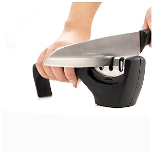 manogyam professional knife sharpener - manual kitchen blade sharpening tool for knives small