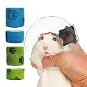 MANON ROSA Hamster Recovery Cone-E Collar &amp; 4Pcs Self-Adhesive Bandages Set - Post Surgery Neckwear for Small Animals Rabbits Rats Ferrets Squirrels Chinchilla- Pet Medication Supplies(1C4B Large)