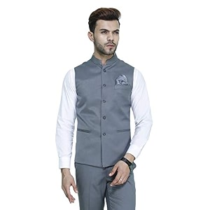 manq men39s band collar slim fit formalparty waist coat - 11 colors