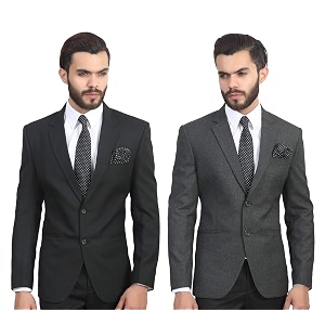 MANQ Mens Slim Fit Single Breasted Blazer