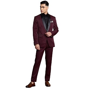 MANQ Mens Solid Tuxedo Suit Mandarin Collar