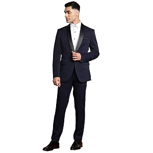 MANQ Mens Solid Tuxedo Suit Mandarin Collar
