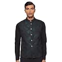 MANQ Men Fawn Woven Jaquard Silk Nehru