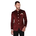 MANQ Men Slim Fit Bandhgala Velvet Blazer