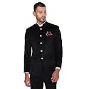 MANQ Men Slim Fit Bandhgala Velvet Blazer