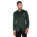 MANQ Men Slim Fit Bandhgala Velvet Blazer