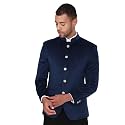 MANQ Men Slim Fit Bandhgala Velvet Blazer