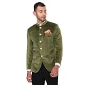 MANQ Men Slim Fit Bandhgala Velvet Blazer