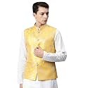 MANQ Men Woven Jaquard Silk Nehru Jacket