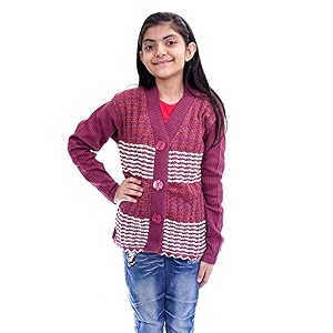 manra kids girl woolen v-neck strip cardigan girls crdigan t3v simmar