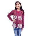 MANRA Kids Girl Woolen V-Neck Strip Cardigan (Girls CRDIGAN T3V SIMMAR)