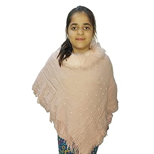 manra kids woolen round neck solid ponchu sc-kids round neck ponchu