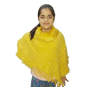 manra kids woolen round neck solid ponchu sc-kids round neck ponchu