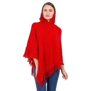 manra women woolen v-neck solid plain poncho hoodie cape for winter wear sc 02