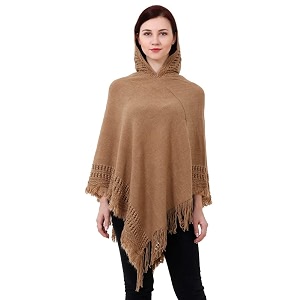 manra women woolen v-neck solid plain poncho hoodie cape for winter wear sc 02