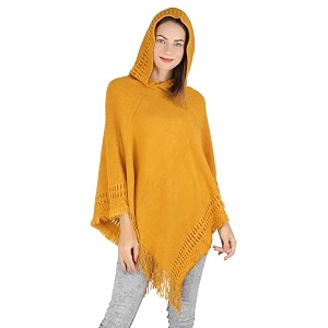 manra women woolen v-neck solid plain poncho hoodie cape for winter wear sc 02