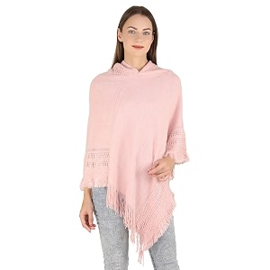 manra women woolen v-neck solid plain poncho hoodie cape for winter wear sc 02