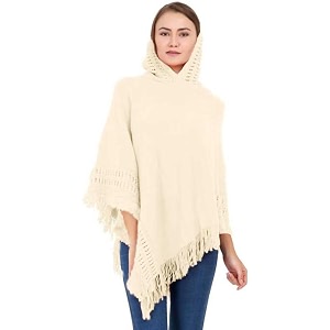 manra women woolen v-neck solid plain poncho hoodie cape for winter wear sc 02