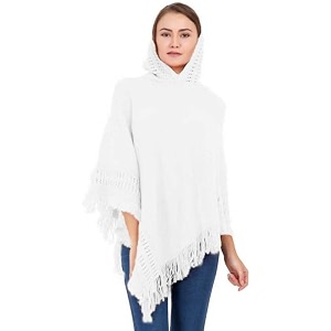 manra women woolen v-neck solid plain poncho hoodie cape for winter wear sc 02