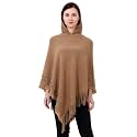 MANRA Women Woolen V-Neck Solid Plain Poncho Hoodie Cape for Winter Wear (SC 02)