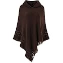 MANRA Women Woolen V-Neck Solid Plain Poncho Hoodie Cape for Winter Wear (SC 02)