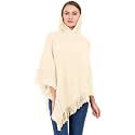 MANRA Women Woolen V-Neck Solid Plain Poncho Hoodie Cape for Winter Wear (SC 02)