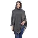 MANRA Women Woolen V-Neck Solid Plain Poncho Hoodie Cape for Winter Wear (SC 02)