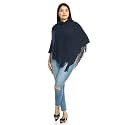 MANRA Women Woolen V-Neck Solid Plain Poncho Hoodie Cape for Winter Wear (SC 02)