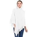 MANRA Women Woolen V-Neck Solid Plain Poncho Hoodie Cape for Winter Wear (SC 02)