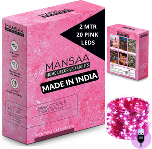 mansaa 20 leds 201 m pink steady string rice lights