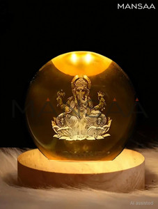 MANSAA 3D Crystal Ganesh Ji LED Night