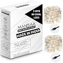 MANSAA Fairy Lights | 18 Months Warranty | 3 Meter, 30 LEDs | Lights for Home Decoration, Led Lights, String Lights for Home Decoration, String Light, USB Operated - M51 (White, Pack of 2)