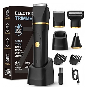 manscape beard trimmer for men 3-in-1pubic amp ball ampnose trimmeripx7 waterproof usb rechargeable body shavers for men grooming kit with 2 combspainless nose hairs trimmer for manwet amp dry