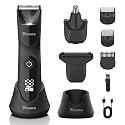 Manscape Body Hair Trimmer for Men, No Nick Pubic Bikini Trimmer for Women, 3 in 1 Versatile Groin Shaver with Nose Hair Trimmer, Cordless Dock Charging, LED Display, Wet/Dry Grommer (Black)