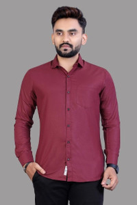 Mansi F Studio Men Solid Casual Maroon