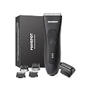 MANSPOT Manscape 2 in 1 Body Hair Trimmer Foil Shaver, Electric Groin Pubic Ball Trimmer, Waterproof Wet/Dry Bikini Trimmer for Women with 4 Guard, 20 Days Shaving