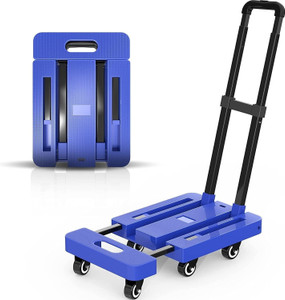 mantavya 150kg folding hand truck luggage cart with 6 wheels platform trolley for luggage luggage trolley
