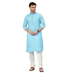 Manthan Mens Cotton Solid Kurta 1pc